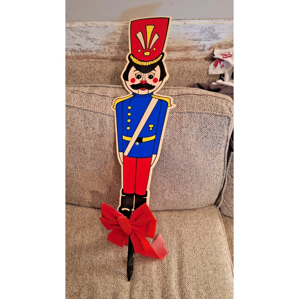 Vintage‎ Christmas Toy Soldier Yard Decor 28" On Stakes (40" W/stakes)